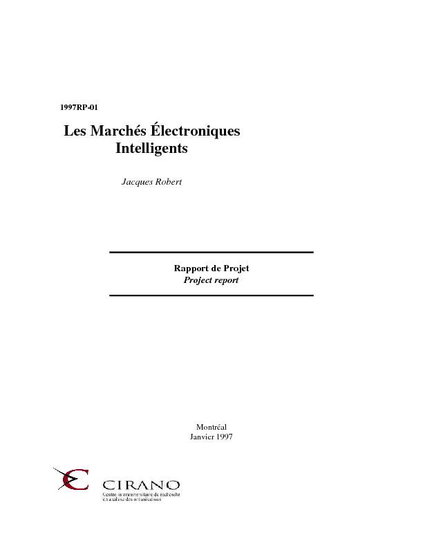 Les Marchés Électroniques Intelligents