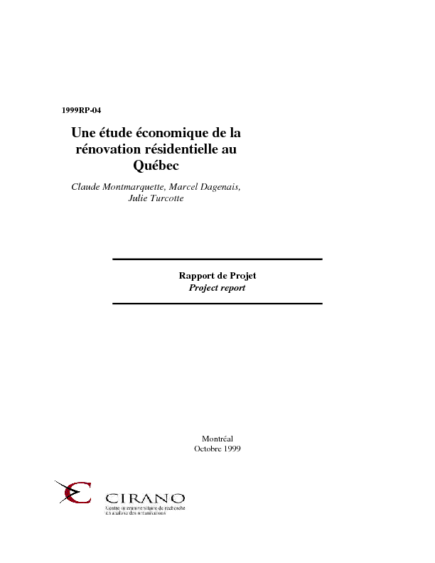 Une étude économique de la rénovation résidentielle au Québec