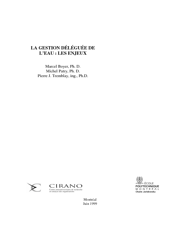 La gestion déléguée de l