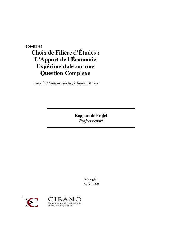 Choix de Filière d