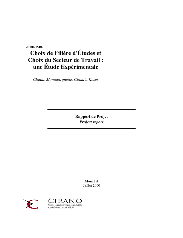 Choix de Filière d