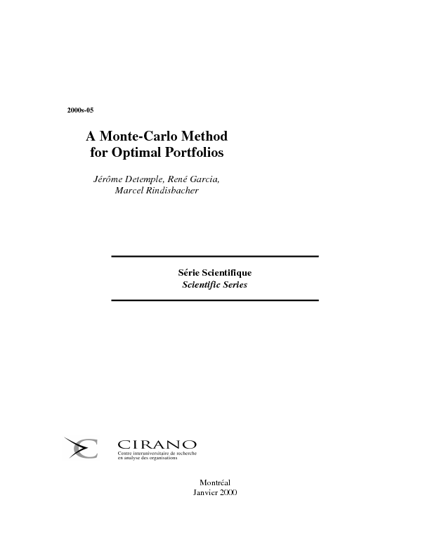 A Monte-Carlo Method for Optimal Portfolios