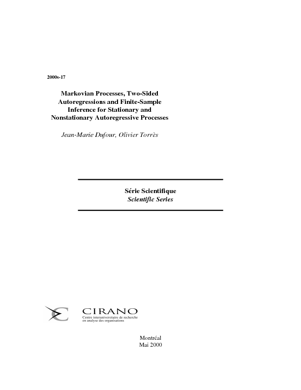 Markovian Processes, Two-Sided Autoregressions and Finite-Sample Inference for Stationary and Nonstationary Autoregressive Processes