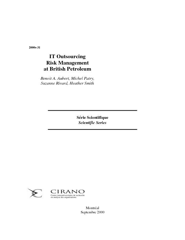 IT Outsourcing Risk Management at British Petroleum