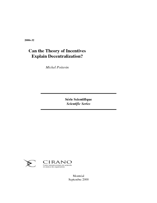 Can the Theory of Incentives Explain Decentralization?