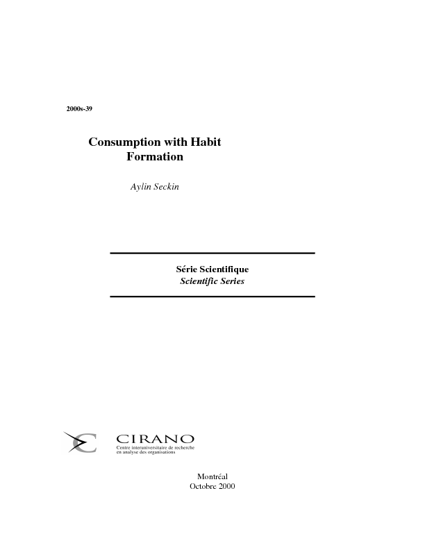 Consumption with Habit Formation