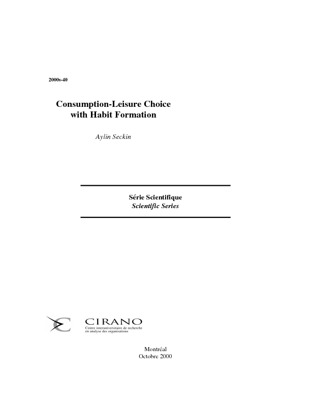 Consumption-Leisure Choice with Habit Formation