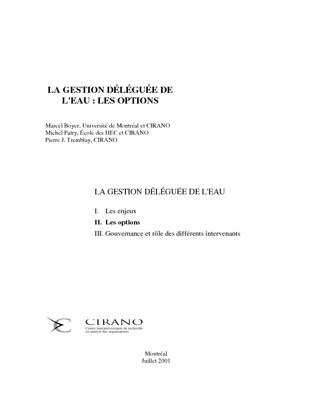 La gestion déléguée de l