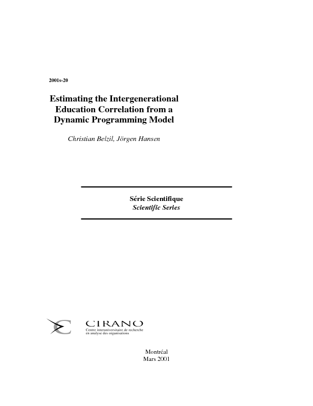 Estimating the Intergenerational Education Correlation from a Dynamic Programming Model