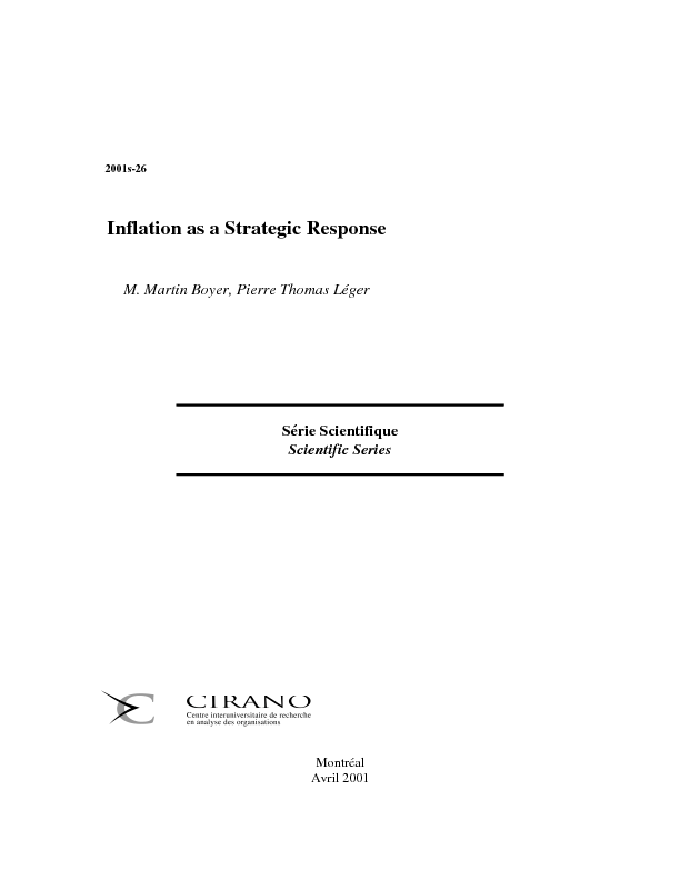 Inflation as a Strategic Response