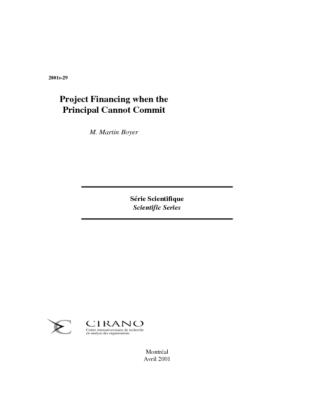 Project Financing when the Principal Cannot Commit