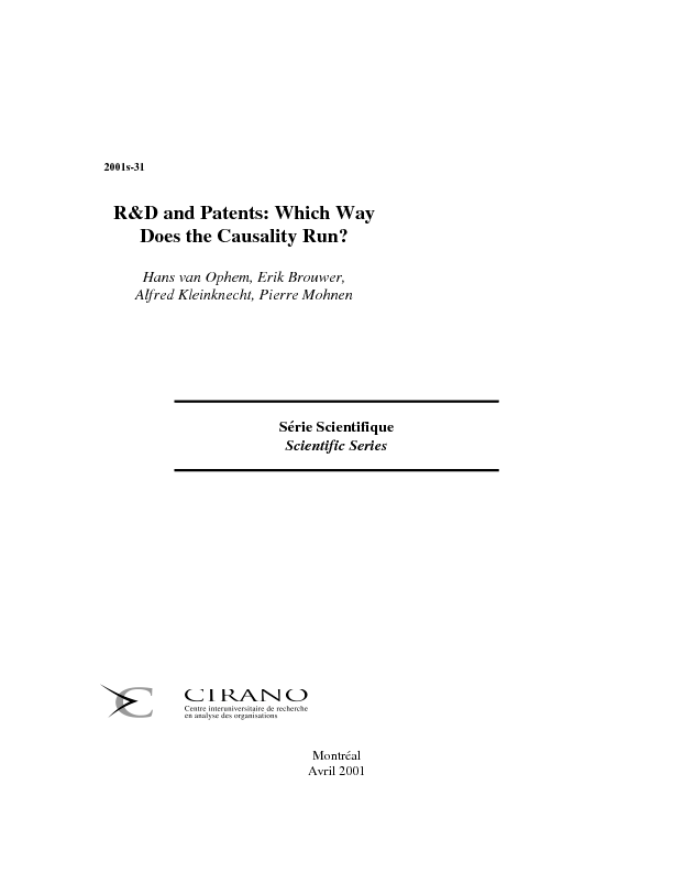 R&D and Patents: Which Way Does the Causality Run?