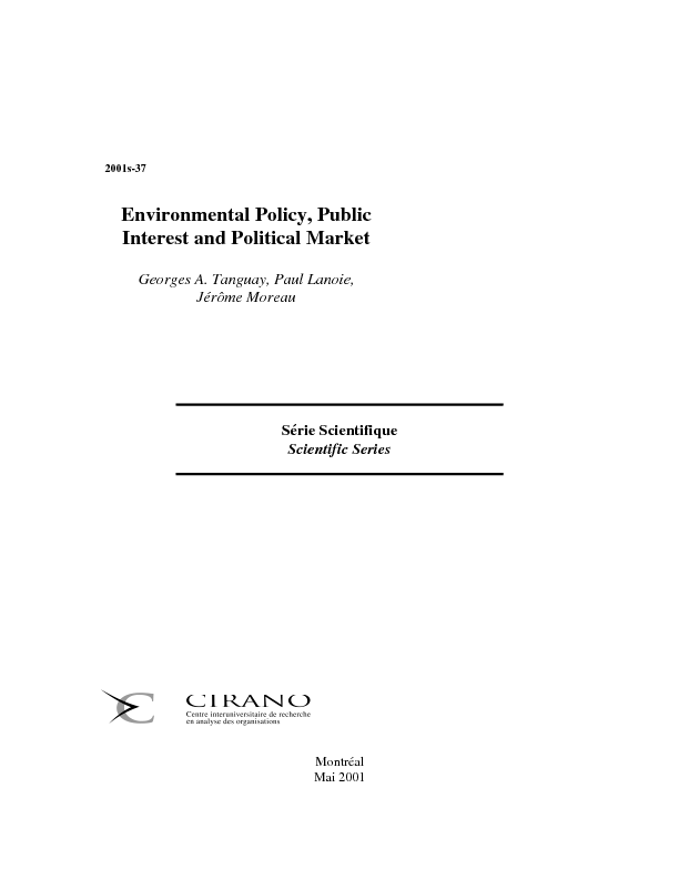 Environmental Policy, Public Interest and Political Market