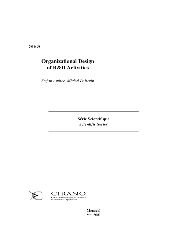 Organizational Design of R&D Activities