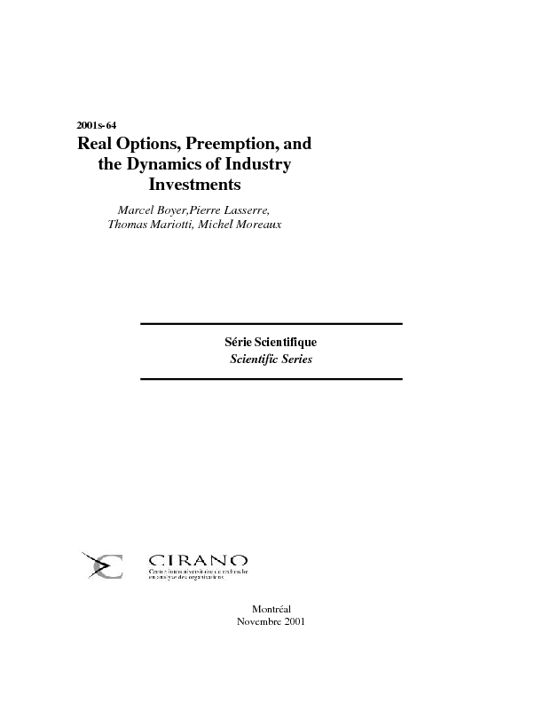 Real Options, Preemption, and the Dynamics of Industry Investments