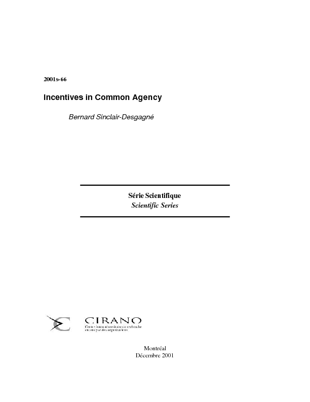 Incentives in Common Agency