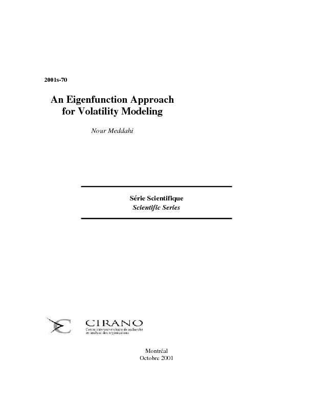 An Eigenfunction Approach for Volatility Modeling