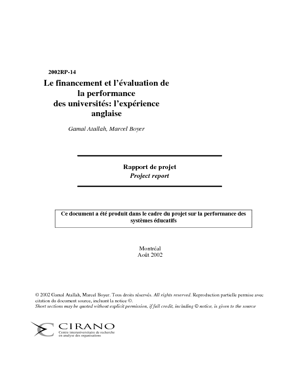 Le financement et l