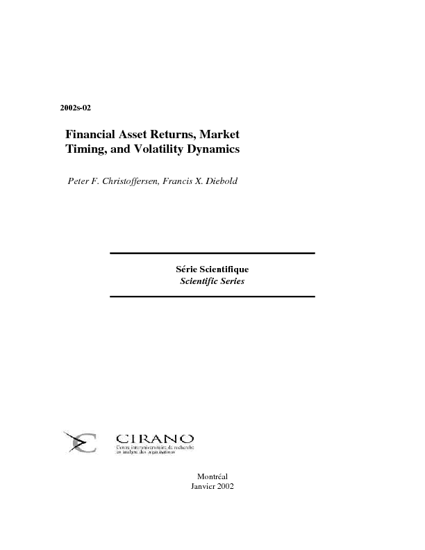 Financial Asset Returns, Market Timing, and Volatility Dynamics