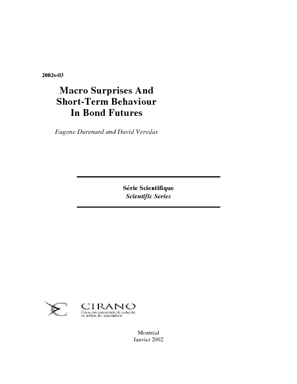 Macro Surprises And Short-Term Behaviour In Bond Futures