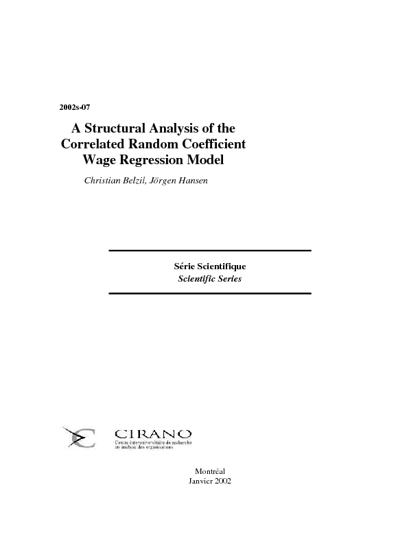A Structural Analysis of the Correlated Random Coefficient Wage Regression Model