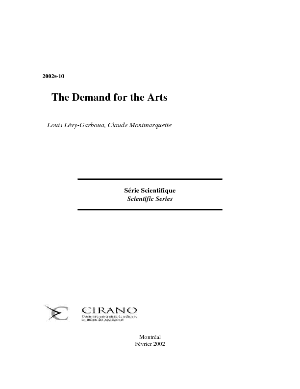 The Demand for the Arts