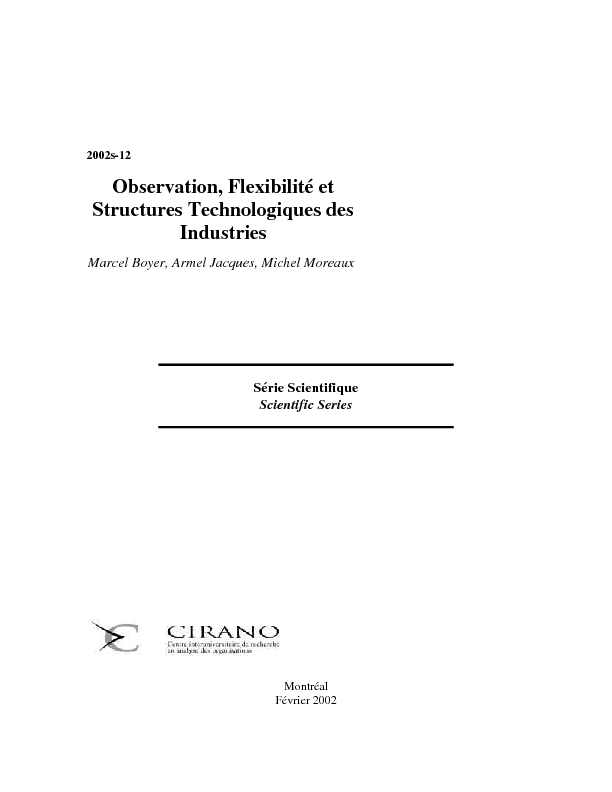 Observation, Flexibilité et Structures Technologiques des Industries