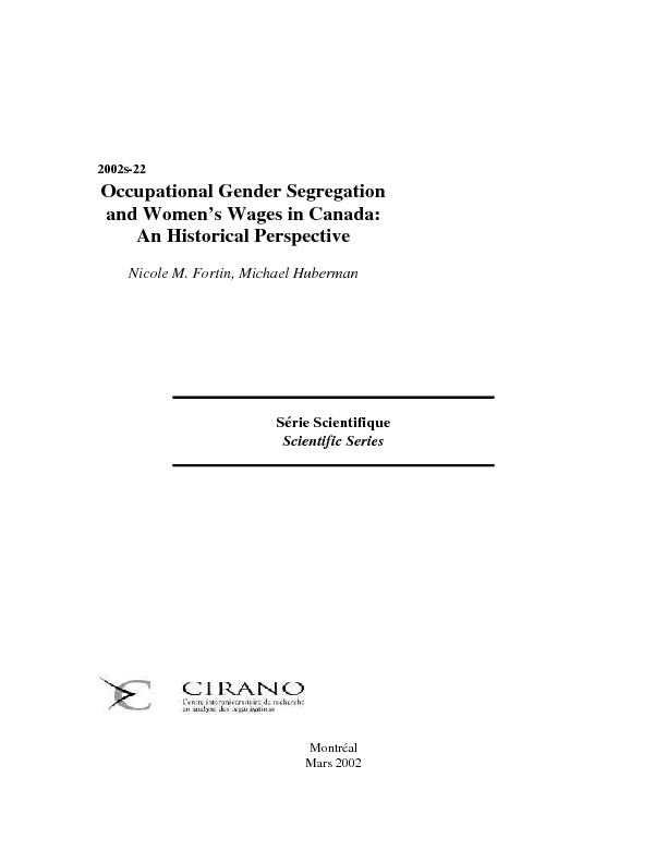 Occupational Gender Segregation and Women