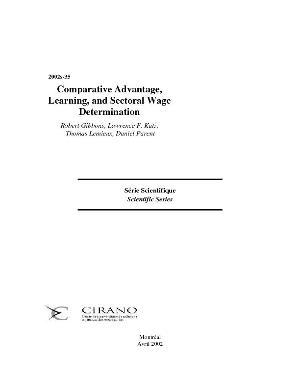 Comparative Advantage, Learning, and Sectoral Wage Determination