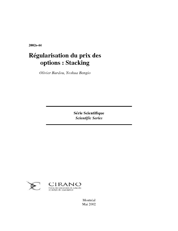 Régularisation du prix des options : Stacking