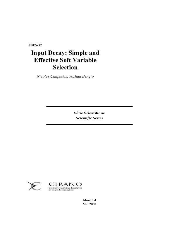 Input Decay: Simple and Effective Soft Variable Selection