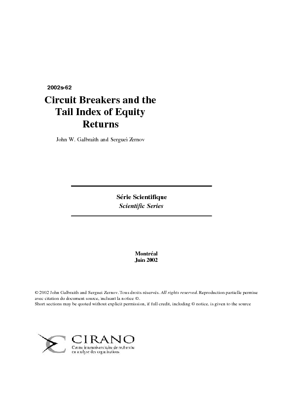 Circuit Breakers and the Tail Index of Equity Returns