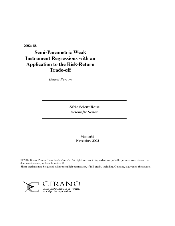 Semi-Parametric Weak Instrument Regressions with an Application to the Risk-Return Trade-off