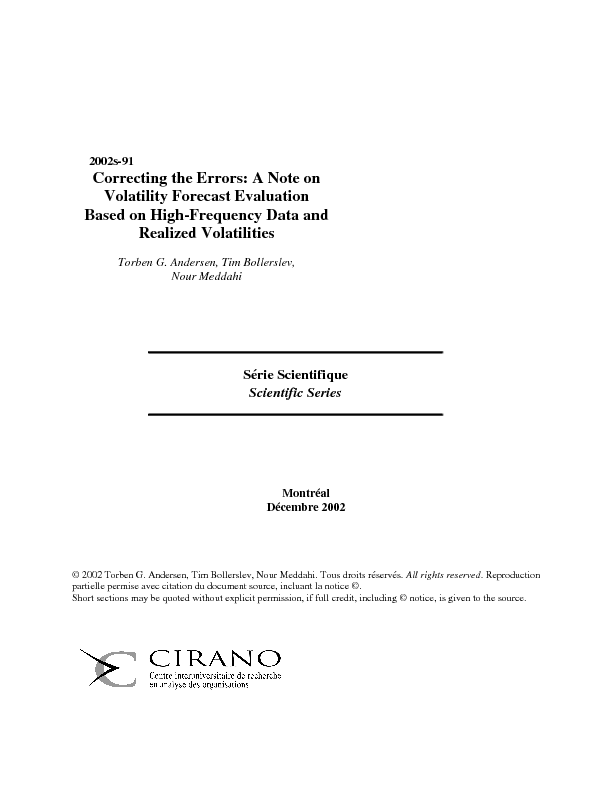 Correcting the Errors: A Note on Volatility Forecast Evaluation Based on High-Frequency Data and Realized Volatilities
