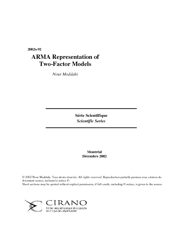 ARMA Representation of Two-Factor Models