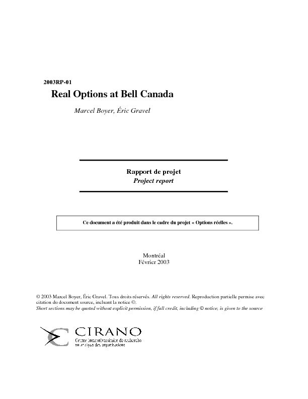 Real Options at Bell Canada