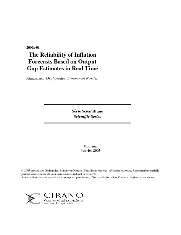 The Reliability of Inflation Forecasts Based on Output Gap Estimates in Real Time