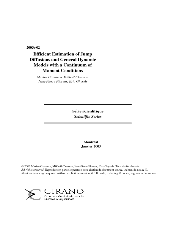 Efficient Estimation of Jump Diffusions and General Dynamic Models with a Continuum of Moment Conditions