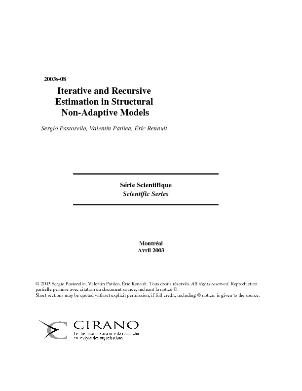 Iterative and Recursive Estimation in Structural Non-Adaptive Models