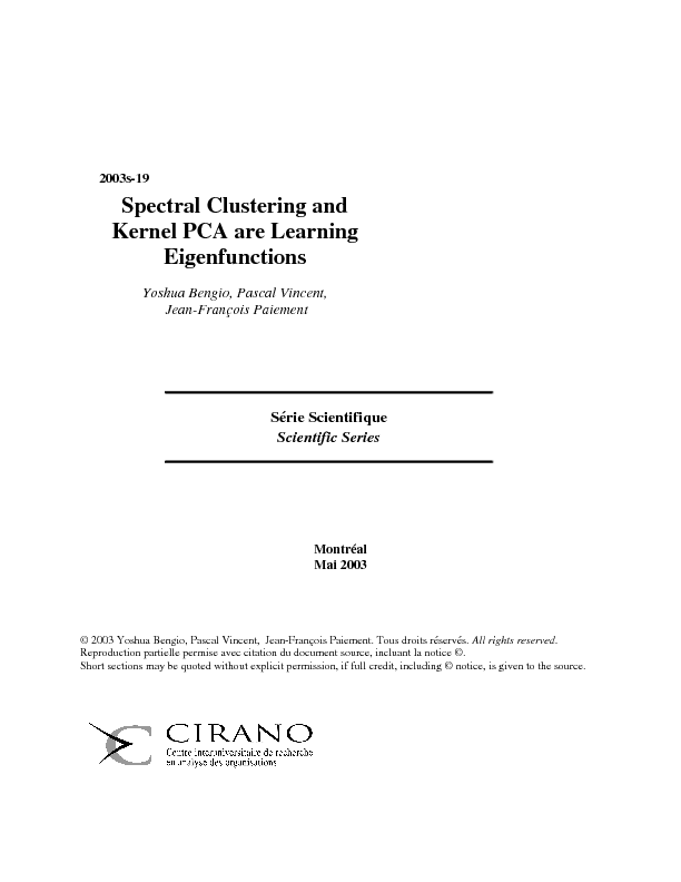 Spectral Clustering and Kernel PCA are Learning Eigenfunctions