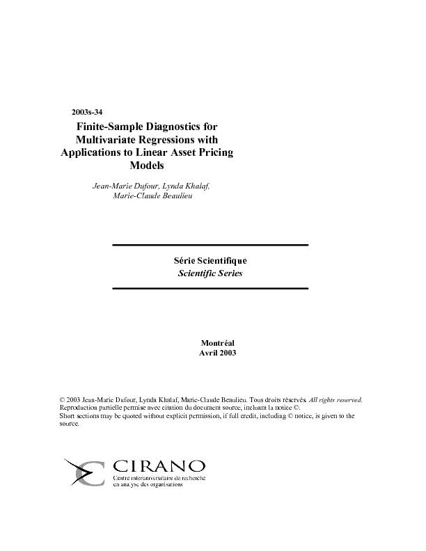 Finite-Sample Diagnostics for Multivariate Regressions with Applications to Linear Asset Pricing Models