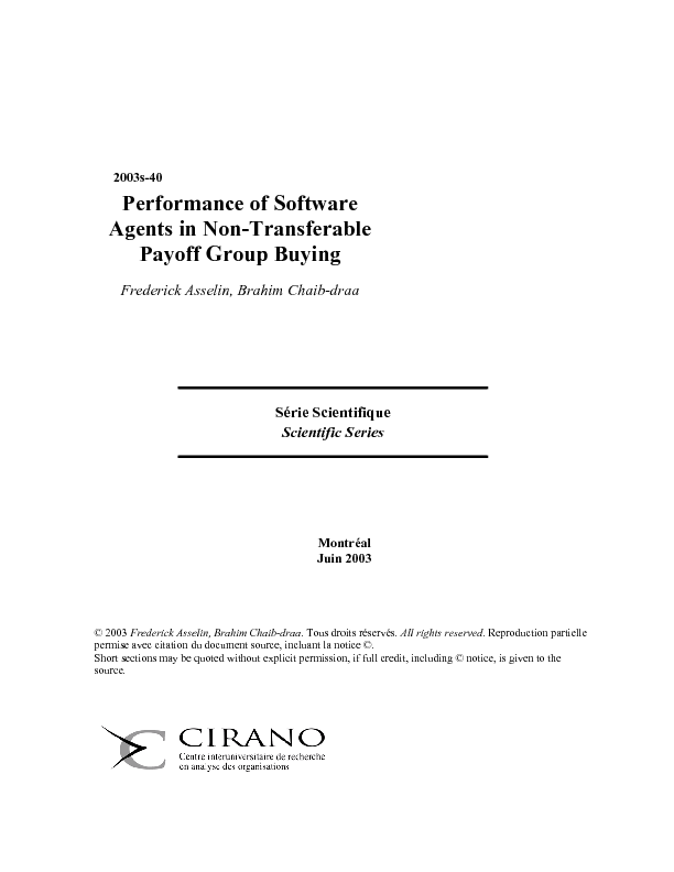 Performance of Software Agents in Non-Transferable Payoff Group Buying