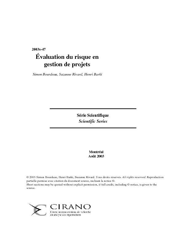 Évaluation du risque en gestion de projets