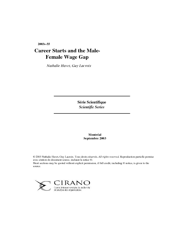 Career Starts and the Male-Female Wage Gap