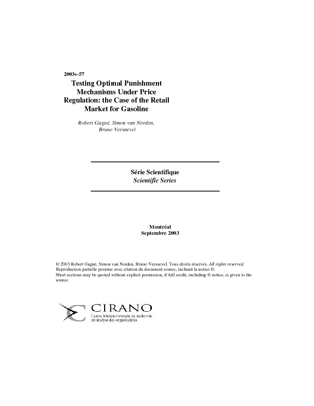 Testing Optimal Punishment Mechanisms Under Price Regulation: the Case of the Retail Market for Gasoline