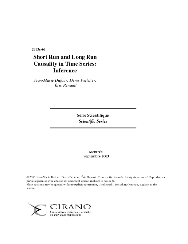Short Run and Long Run Causality in Time Series: Inference