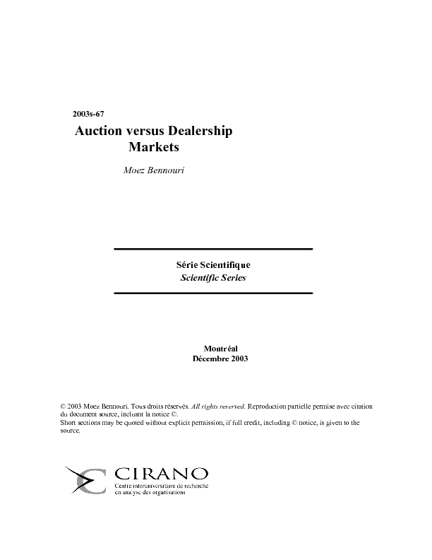 Auction versus Dealership Markets