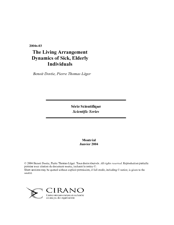 The Living Arrangement Dynamics of Sick, Elderly Individuals