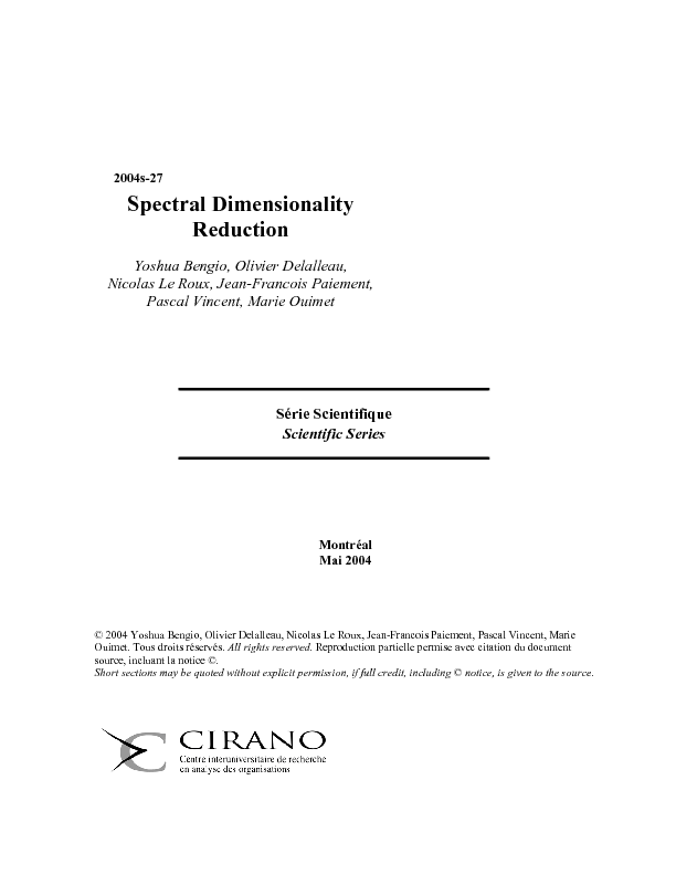 Spectral Dimensionality Reduction