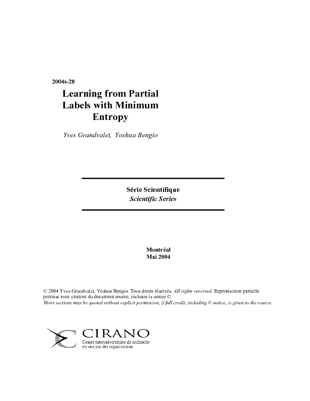 Learning from Partial Labels with Minimum Entropy